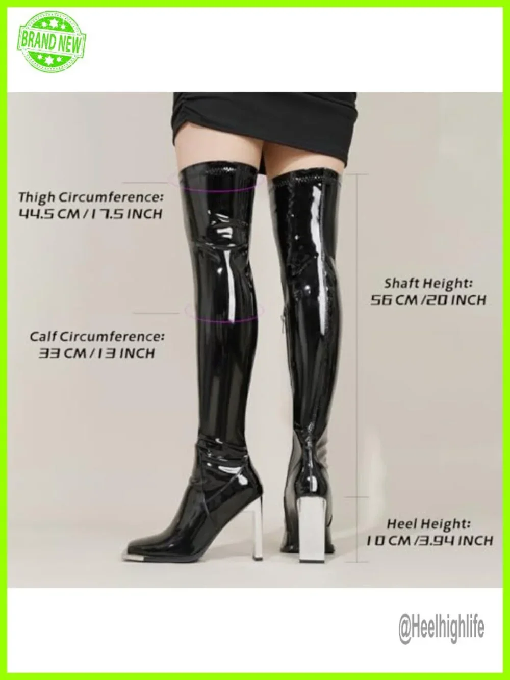 Women Over the Knee Boots Square Toe Block Heel Latex Stretch Thigh High Boots